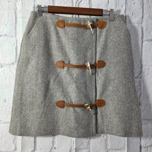 Liz Claiborne Size 10 Gray Houndstooth Button Knee Length Wool Office Skirt